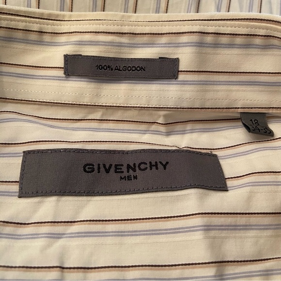 Vintage Givenchy men’s striped‎ button up  long-sleeved shirt in size 18 34-35 - Picture 10 of 11